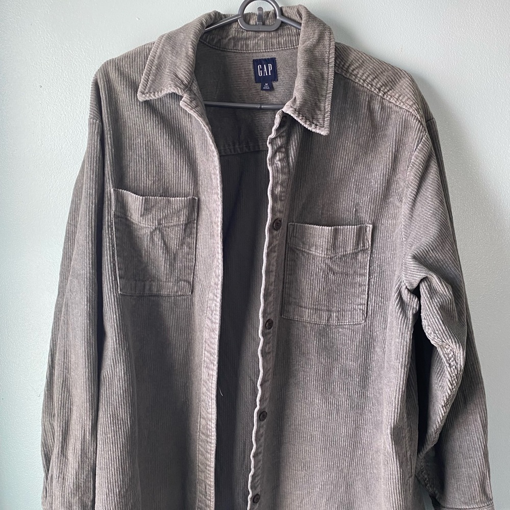 Gap corduroy oversized shirt, olive green, medium tall
